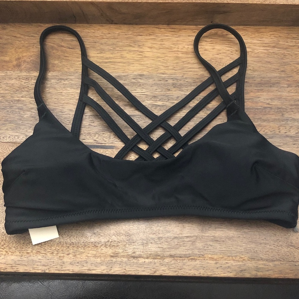 aerie Black Strappy Crisscross Bikini Top